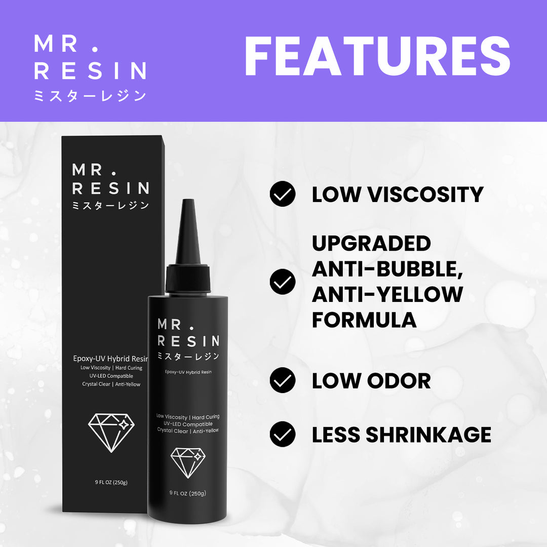 Mr. Resin Black Line New Formula! - UV Resin (Thin TYPE) Extra Yellow Resistance and Lower Odor! UV Resin for Jewelry & Keychain Making, Rock