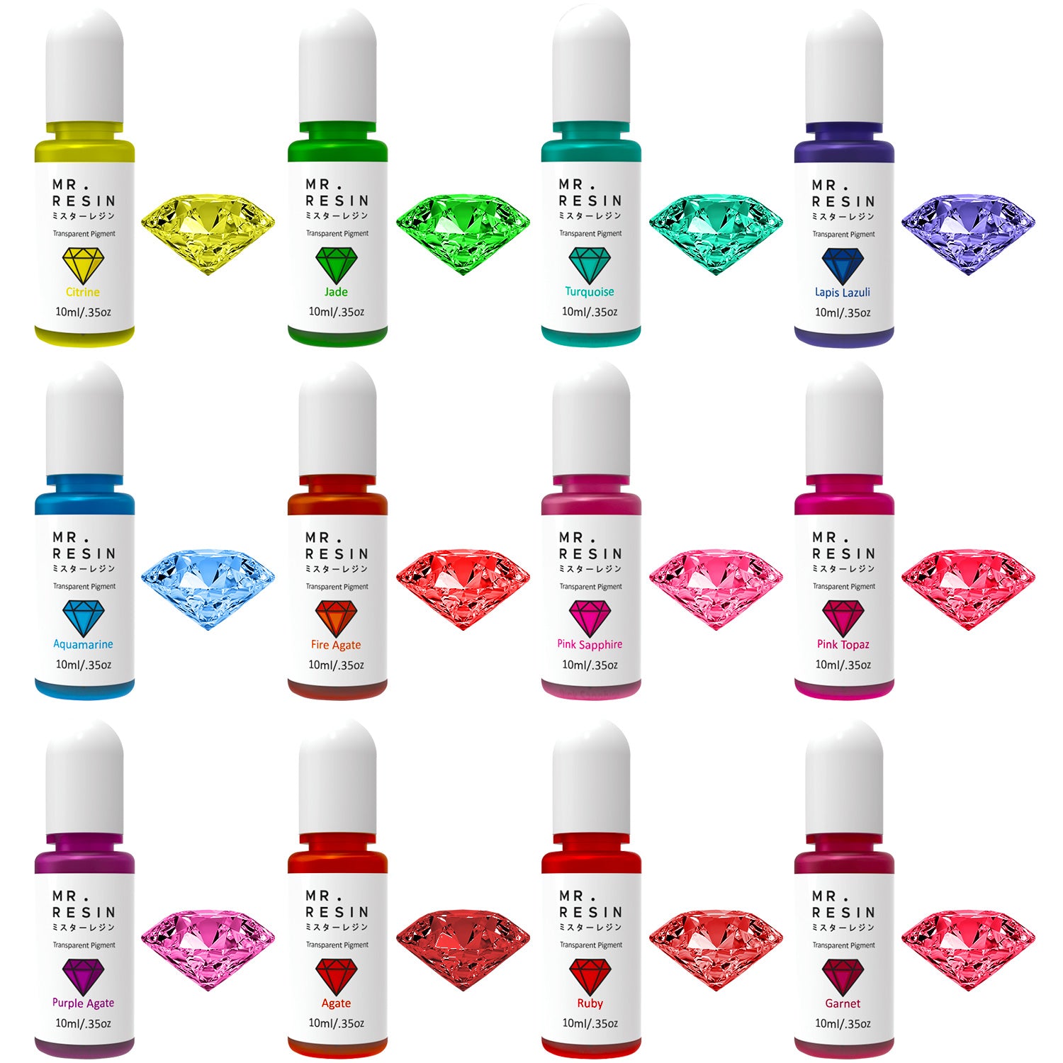 Techinal 12 Colors Epoxy Resin Pigment Kit Transparent Epoxy UV